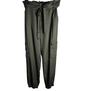 Express Extreme High Rise Olive Green Cargo Paperbag Jogger Pants Size Small NWT